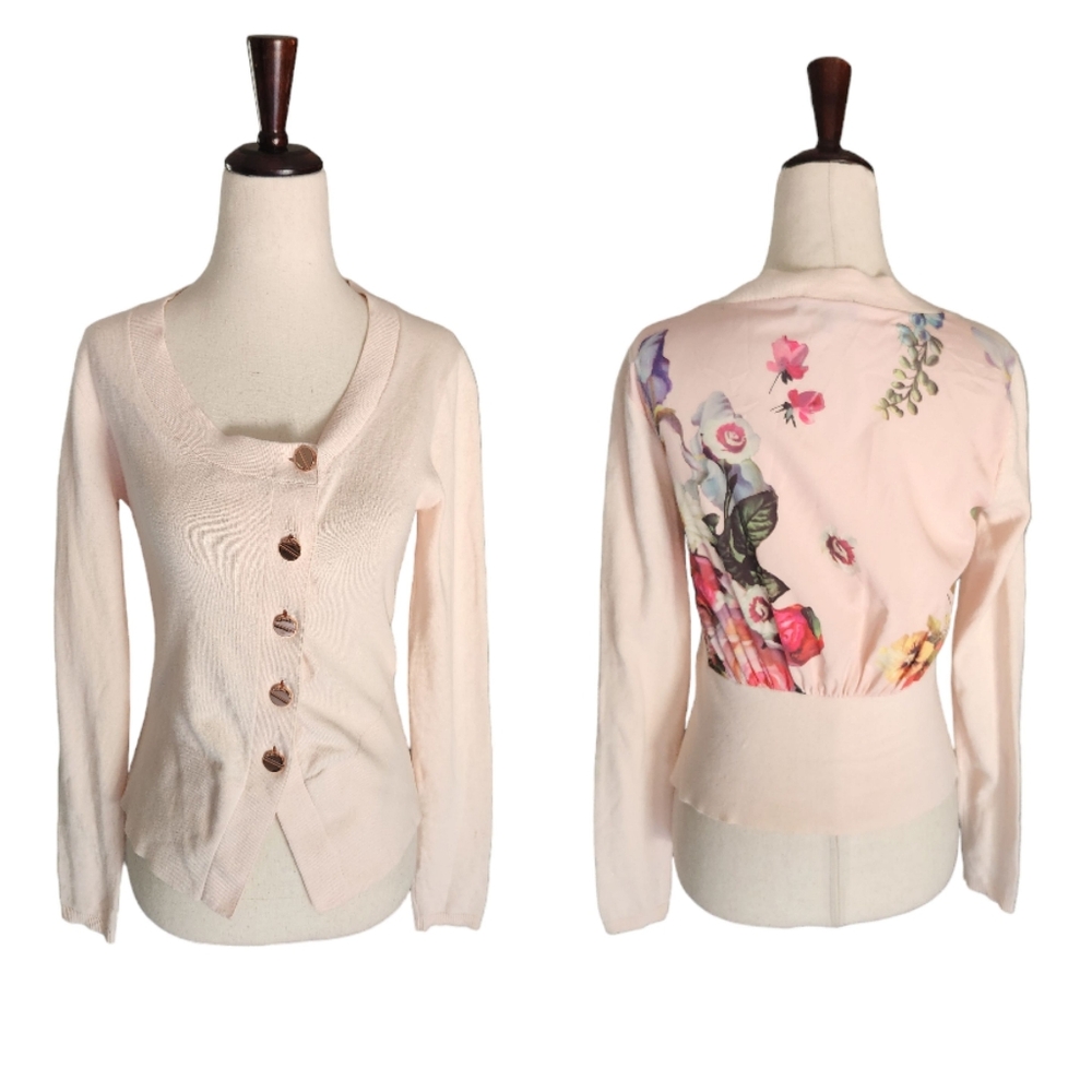 Ted Baker Pale Pink Floral-Back Cardigan